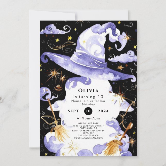 Pastel Magic Fun Wizard Geburtstag Einladung (Vorderseite)