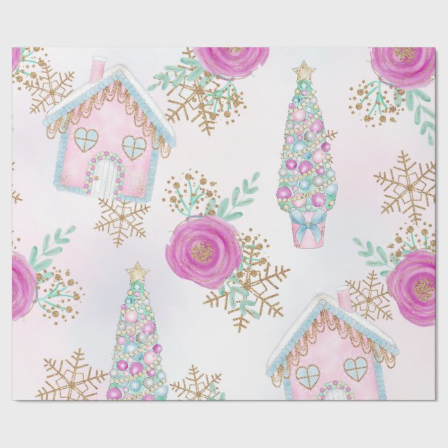 Pastel Magic Weihnachtswrapping Paper Geschenkpapier (Saum)