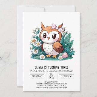 Pastel Magical Digital Owl Geburtstag Einladung
