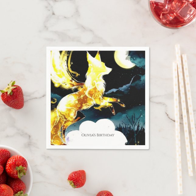 Pastel Magical Fox Geburtstag Serviette (Beispiel)