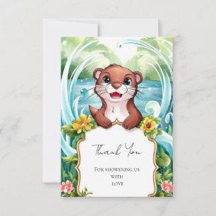 Pastel Magical Otter Baby Dusche Dankeskarte