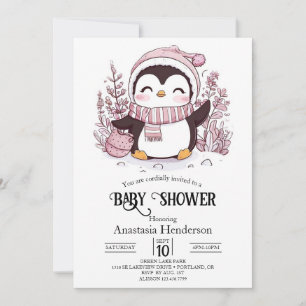 Pastel Magical Penguin Baby Dusche Einladung