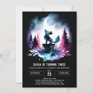 Pastel Magical Wolf Geburtstag Einladung