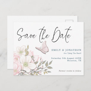 Pastel Magnolias Butterfly Wedding rettet das Datu Postkarte