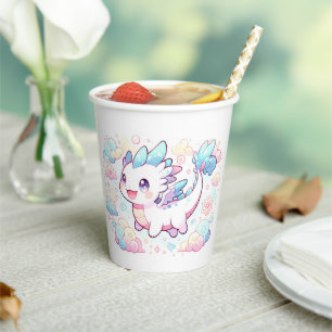 Pastel Majestic Dragon Baby Dusche Pappbecher