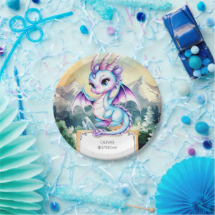Pastel Majestic Niedlich Dragon Geburtstag Pappteller