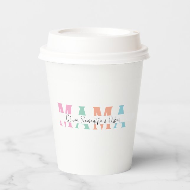 Pastel MAMA Personalisiert Paper Cup - Muttertag Pappbecher (Vorderseite)