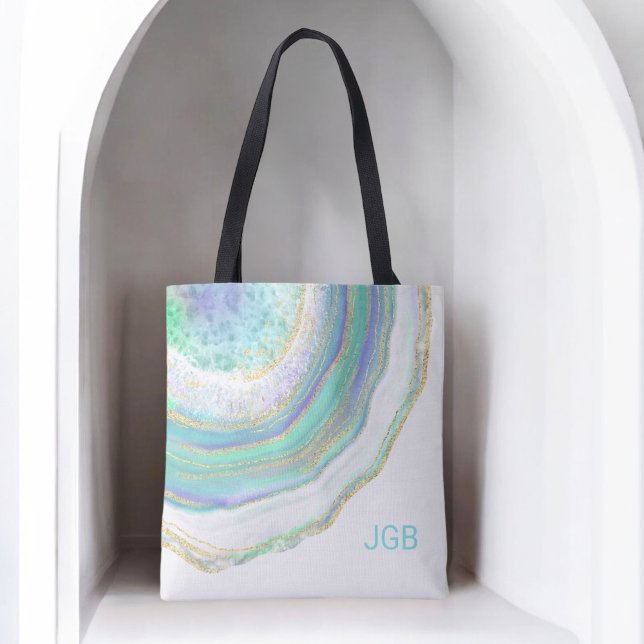 Pastel-Marble-Agate-Muster mit Monogramm (Personalize with your monogram initials.)