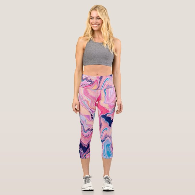 Pastel Marble Dream Capri Leggings (Vorderseite)