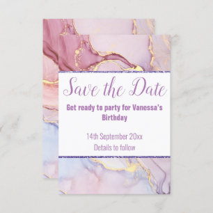 PASTEL MARBLE GLITZER SAVE THE DATE RSVP-KARTE RSVP KARTE