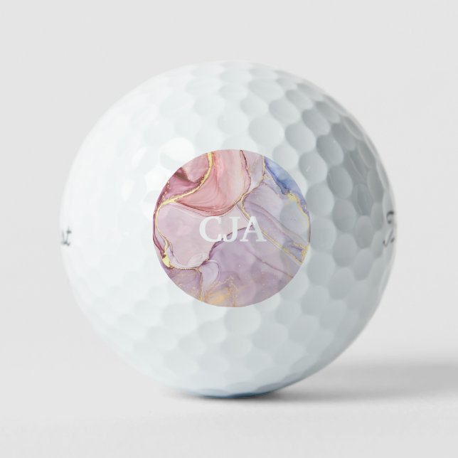 PASTEL MARBLE GOLD CUSTOM GOLF BALLS GOLFBALL (Vorderseite)