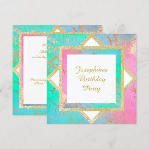 PASTEL MARBLE GOLD GEBURTSTAG LAYERED CUSTOM EINLADUNG
