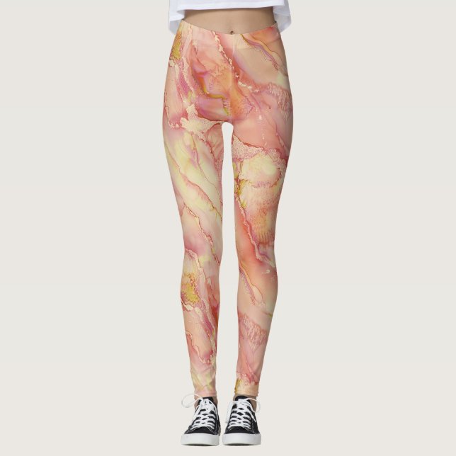Pastel Marble in Peachy Hues Leggings (Vorderseite)