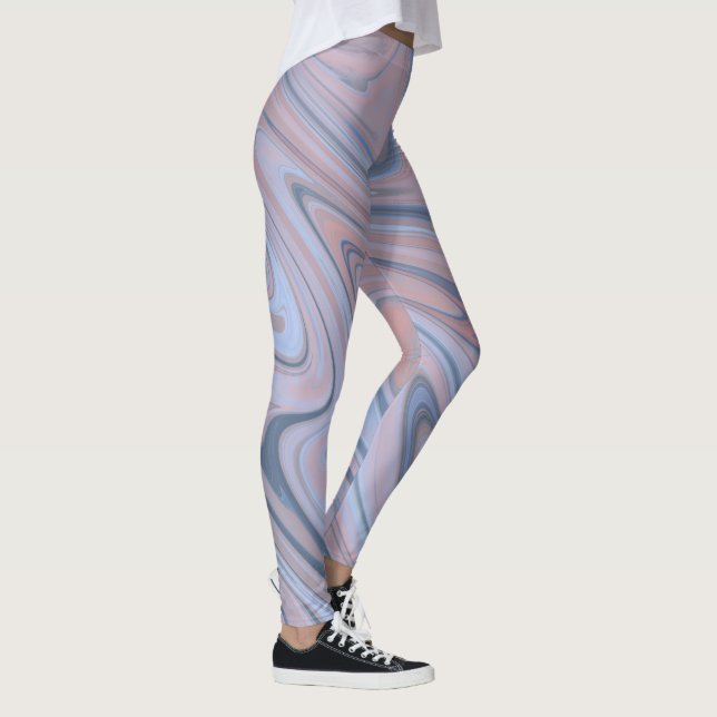 Pastel Marble Liquid Pink Blue Pattern Leggings (Rechts)