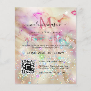 Pastel Marbled Alcohol Ink Eleganter Glitzer Qr Co Flyer