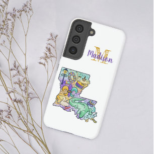Pastel Mardi Gras Louisiana Anfangsname Samsung Galaxy Hülle