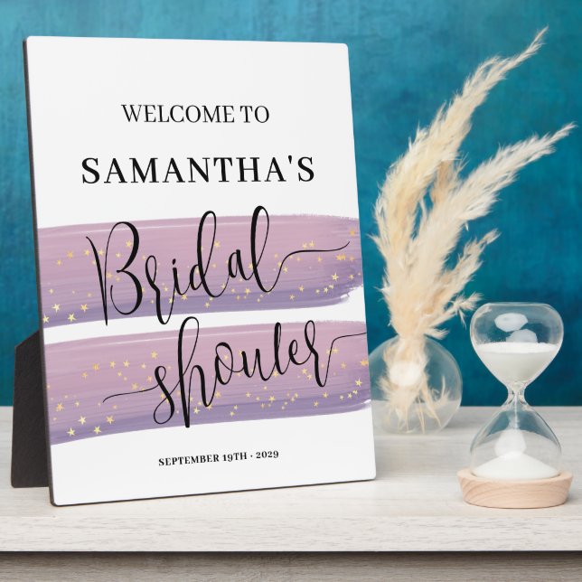 Pastel Mauve Celestial Brautparty Willkommen Fotoplatte (Seite)