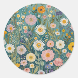 Pastel Meadow Bliss Runder Aufkleber