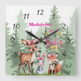Pastel Meadow Companies: Oh Baby Girl Baby Shower Quadratische Wanduhr
