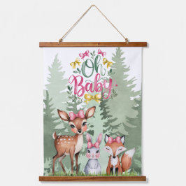 Pastel Meadow Companies: Oh Baby Girl Baby Shower Wandteppich Mit Holzrahmen