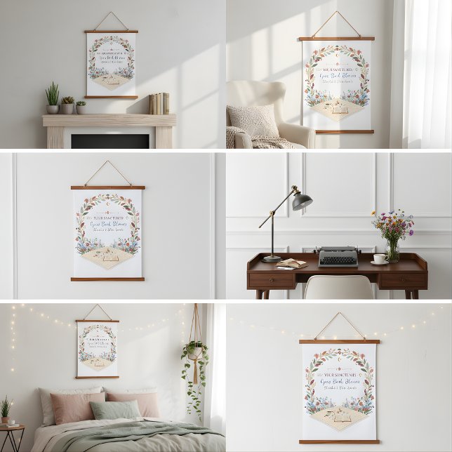 Pastel Meadow Flowers Tapestry Wandteppich Mit Holzrahmen (Pastel Meadow Flowers Tapestry)