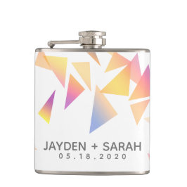 Pastel mehrfarbig Confetti White Wedding Flachmann