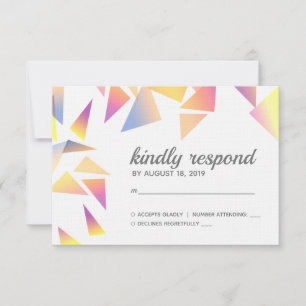 Pastel mehrfarbig Confetti White Wedding RSVP Karte