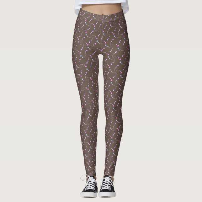Pastel, mehrfarbig gepunktetes Wellenmuster auf Br Leggings (Vorderseite)