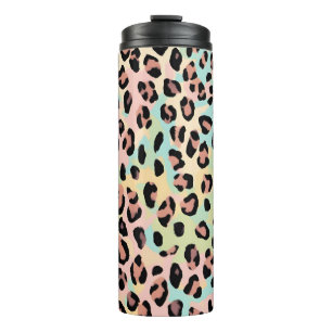 Pastel mehrfarbiger Leopard Print Animal Muster Thermosbecher