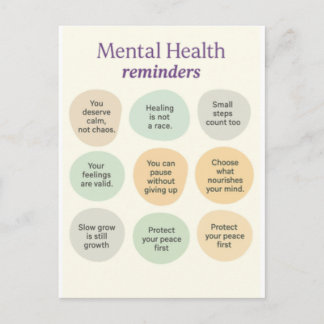 Pastel Mental Health Reminder Feiertagspostkarte
