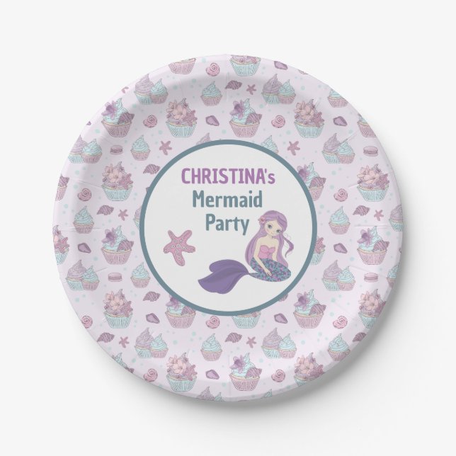 Pastel Mermaid Birthday Party Thema Meer Pappteller (Vorderseite)
