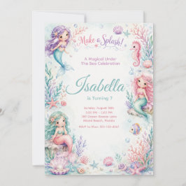 Pastel Mermaid Coral Garden Birthday Einladung