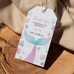 Pastel Mermaid Geburtstagsparty Danke Tag Geschenkanhänger