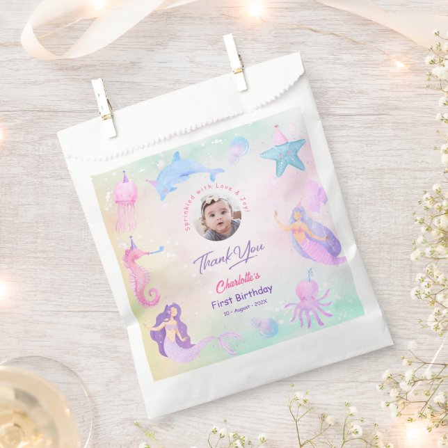Pastel Mermaid Party Favor Bags for Baby Girl Geschenktütchen (Ausgeschnitten)