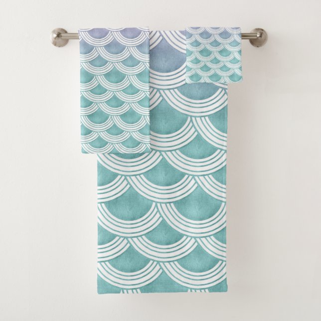 Pastel Mermaid Scales #1 Badhandtuch Set (Insitu)