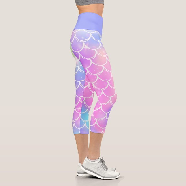 Pastel Mermaid Scales Capri Leggings (Rechts)