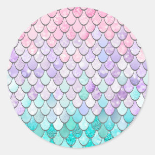 Pastel Mermaid Scales Runder Aufkleber