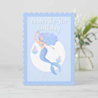 Pastel Mermaid Theme Kids Birthday Party Einladung