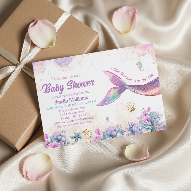 Pastel Mermaid Undersea Baby Girl Einladung (Von Creator hochgeladen)