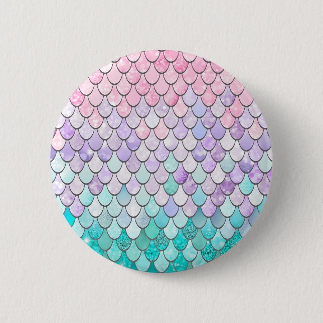 Pastel Merrmaid Scales Pattern Button (Vorderseite)
