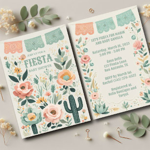 Pastel Mexican Fiesta Babydusche Einladung