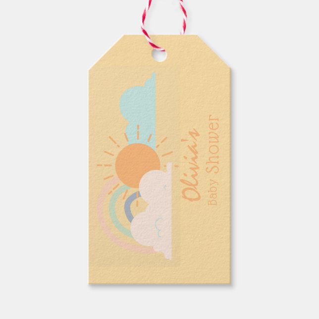Pastel Minimal Baby Dusche Geschenkanhänger (Vorderseite)