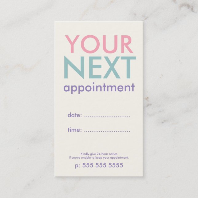 Pastel Minimal Basiskarte Terminkarte (Vorderseite)