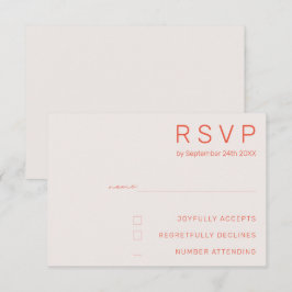 Pastel Minimal White and Red Modern Wedding RSV Einladung