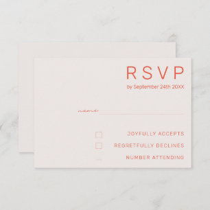 Pastel Minimal White and Red Modern Wedding RSV Einladung