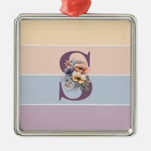 Pastel-minimalistische Streifen mit Aquarellfarben Ornament Aus Metall