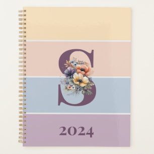 Pastel-minimalistische Streifen mit Aquarellfarben Planer