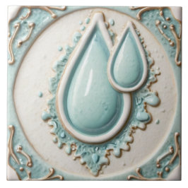 Pastel Mint Blue & White Water Drops Badezimmer Ti Fliese