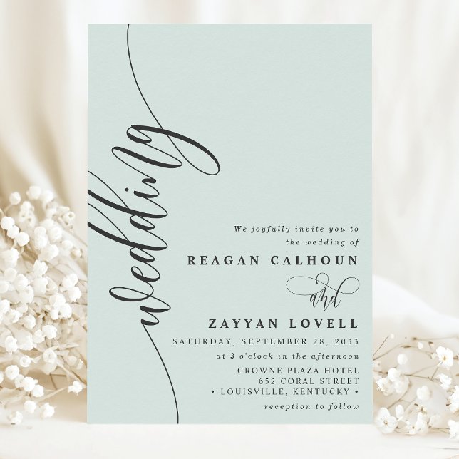 Pastel Mint Elegant Calligraphy Script Wedding Einladung (Von Creator hochgeladen)
