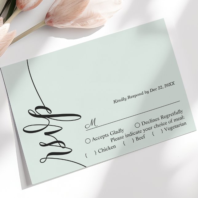 Pastel Mint Elegant Calligraphy Wedding RSVP Card Karte (Von Creator hochgeladen)